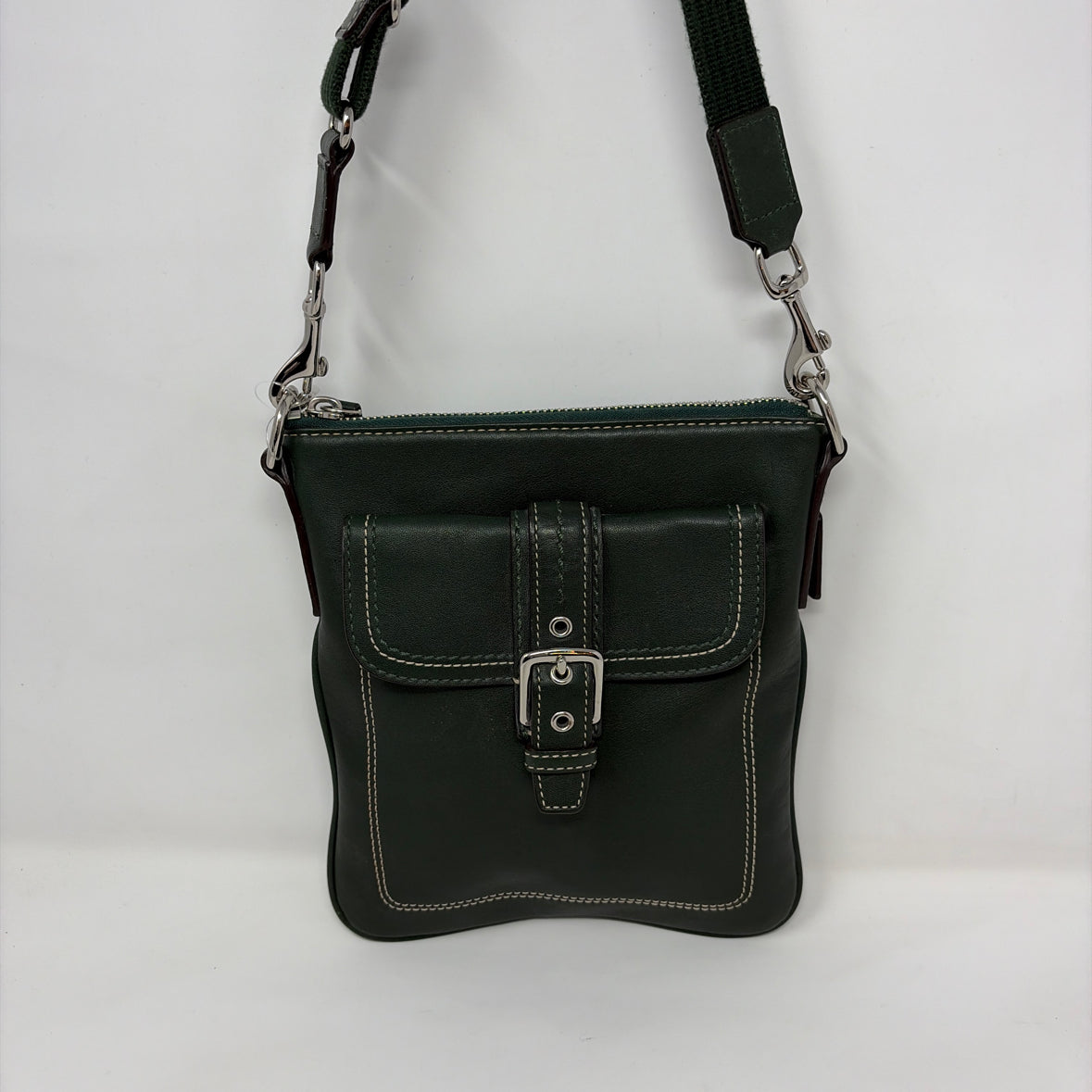 Pre-Owned Coach Green Leather Handbag