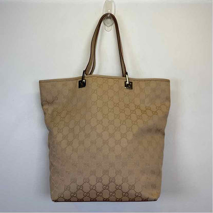 Pre-Owned Gucci Cream Canvas Designer Handbag