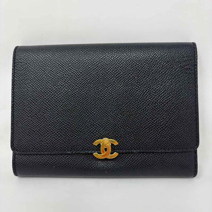 Pre-Owned Chanel Black Leather Designer Wallet