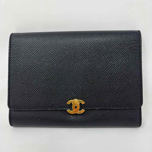 Pre-Owned Chanel Black Leather Designer Wallet