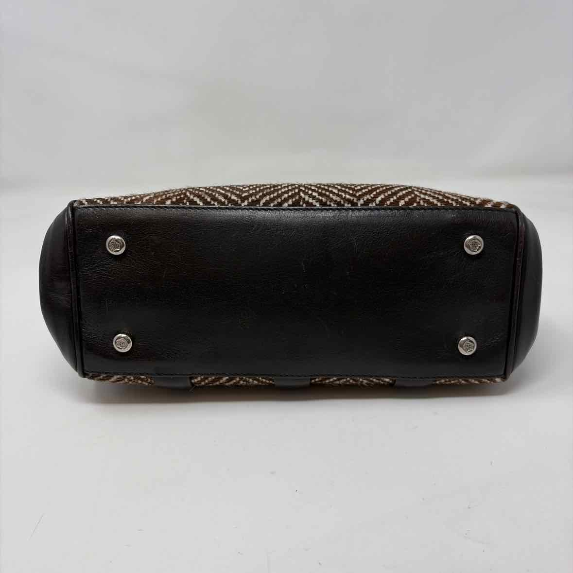 Pre-Owned Versace Brown Leather Designer Handbag