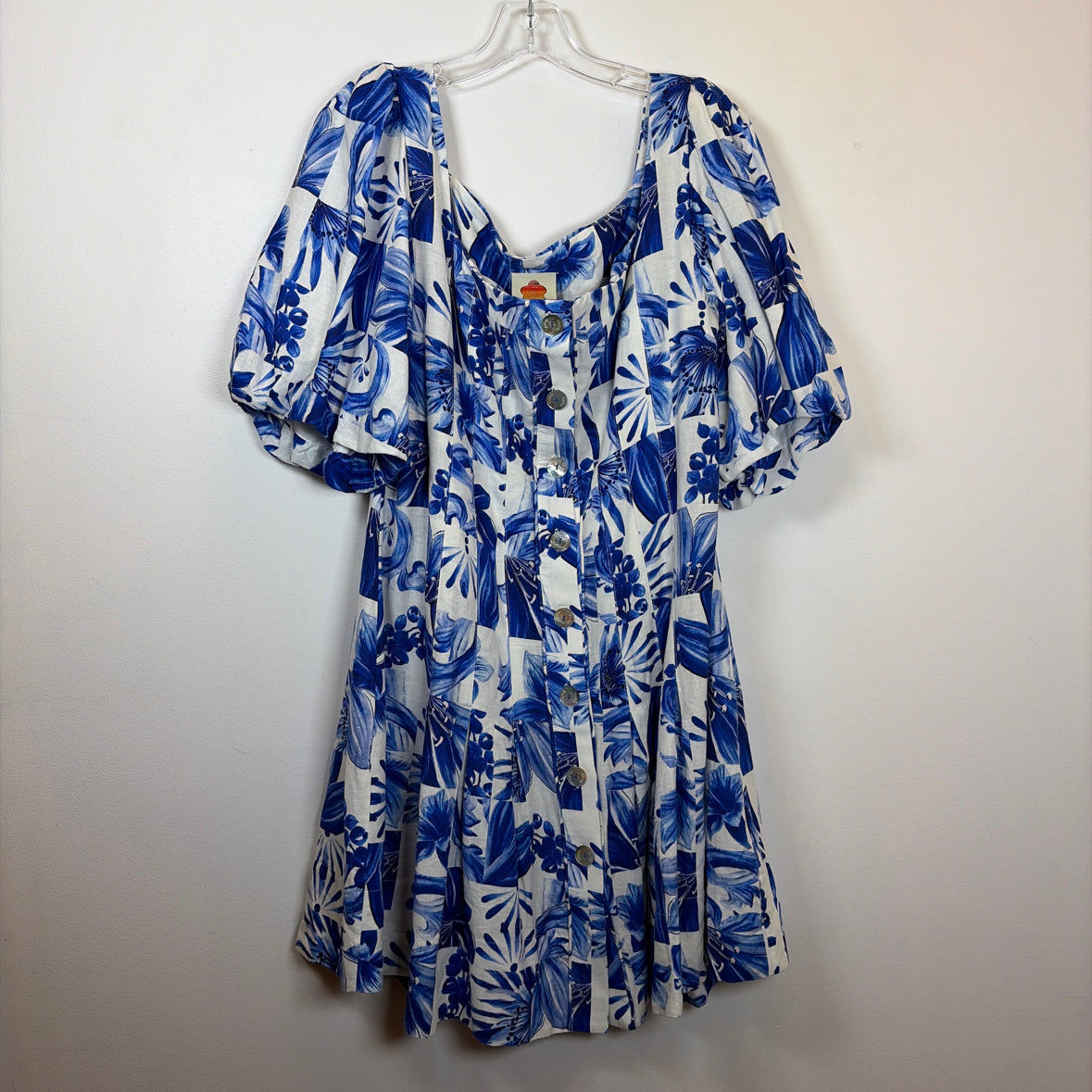 Pre-Owned Size XL Farm Rio Blue/White Casual Dress