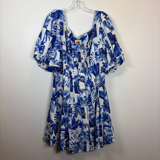 Pre-Owned Size XL Farm Rio Blue/White Casual Dress