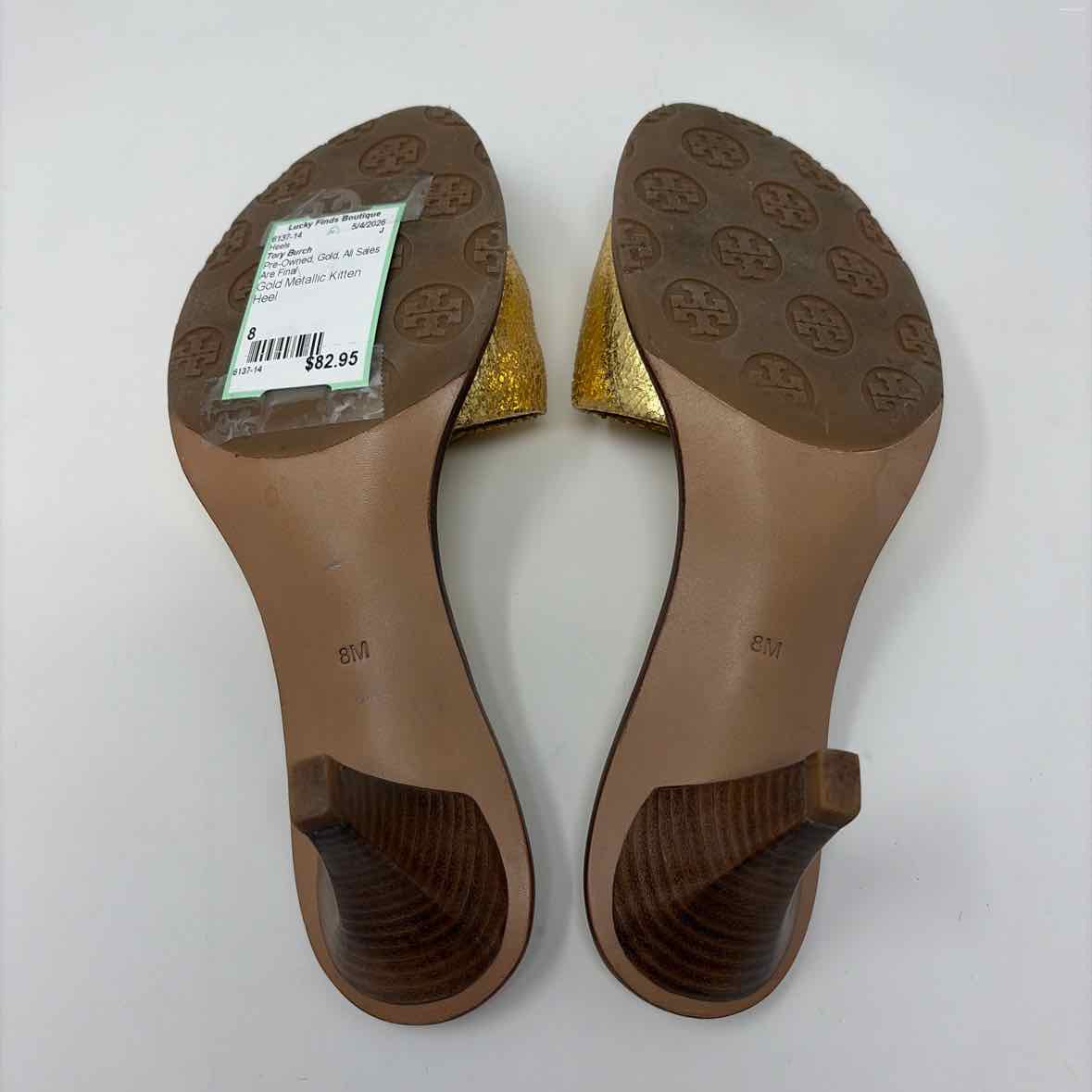 Pre-Owned Shoe Size 8 Tory Burch Gold Heels