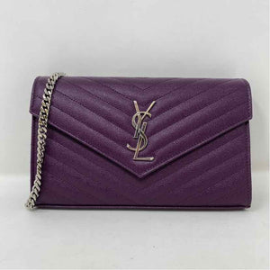 Pre-Owned Saint Laurent Purple Leather Designer Handbag