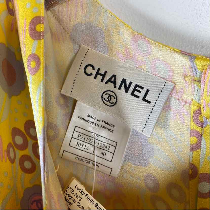 Pre-Owned Chanel Yellow Silk Women Size S Designer Clothes