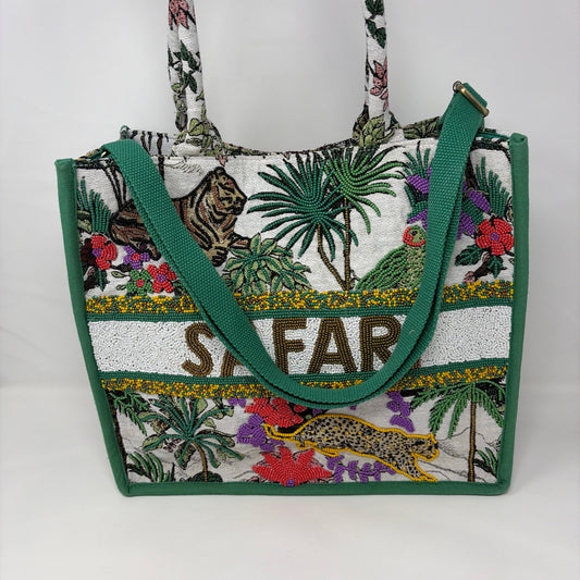 Pre-Owned A&B Green Multi Beaded Handbag