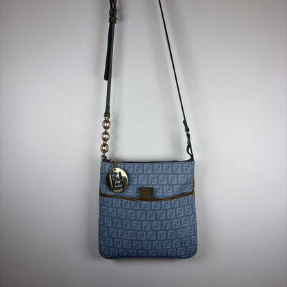 Pre-Owned Fendi Blue Canvas Designer Handbag