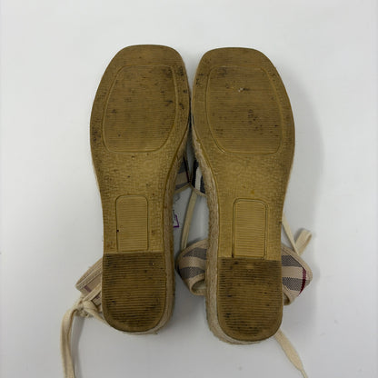 Pre-Owned Burberry Red Multi Fabric Shoe Size 9.5 Designer Shoes
