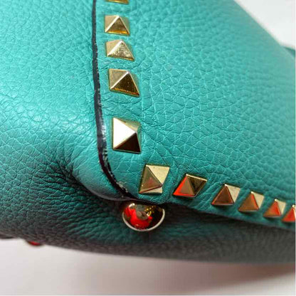 Pre-Owned Valentino Turqouise Leather Designer Handbag