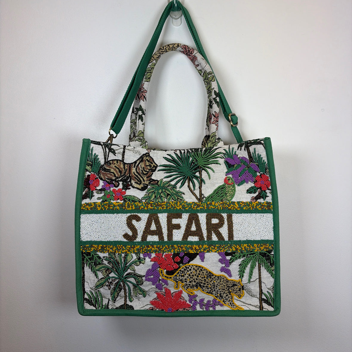 Pre-Owned A&B Green Multi Beaded Handbag