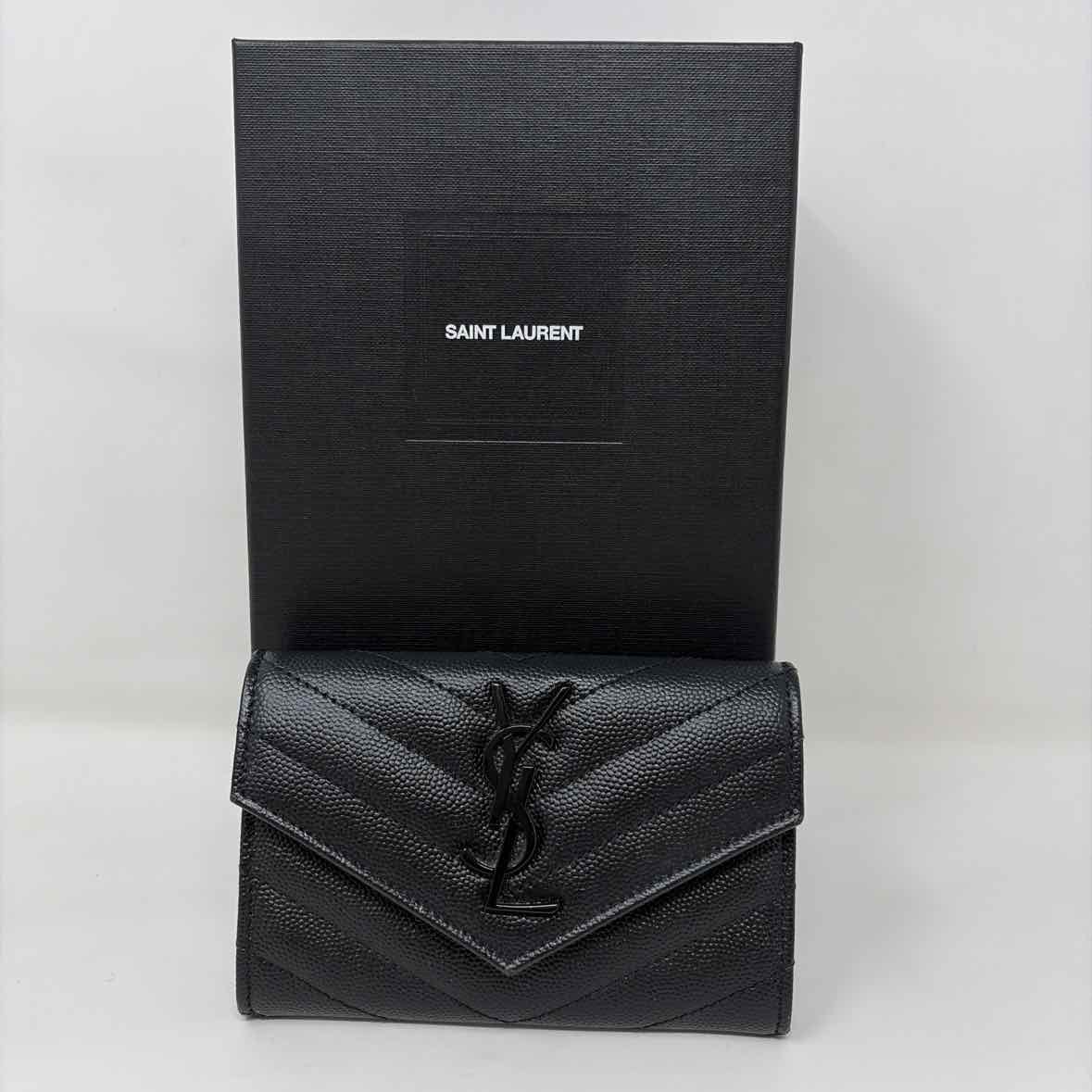 Pre-Owned Saint Laurent Black Leather Designer Wallet