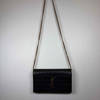 Pre-Owned Saint Laurent Black Leather Designer Handbag