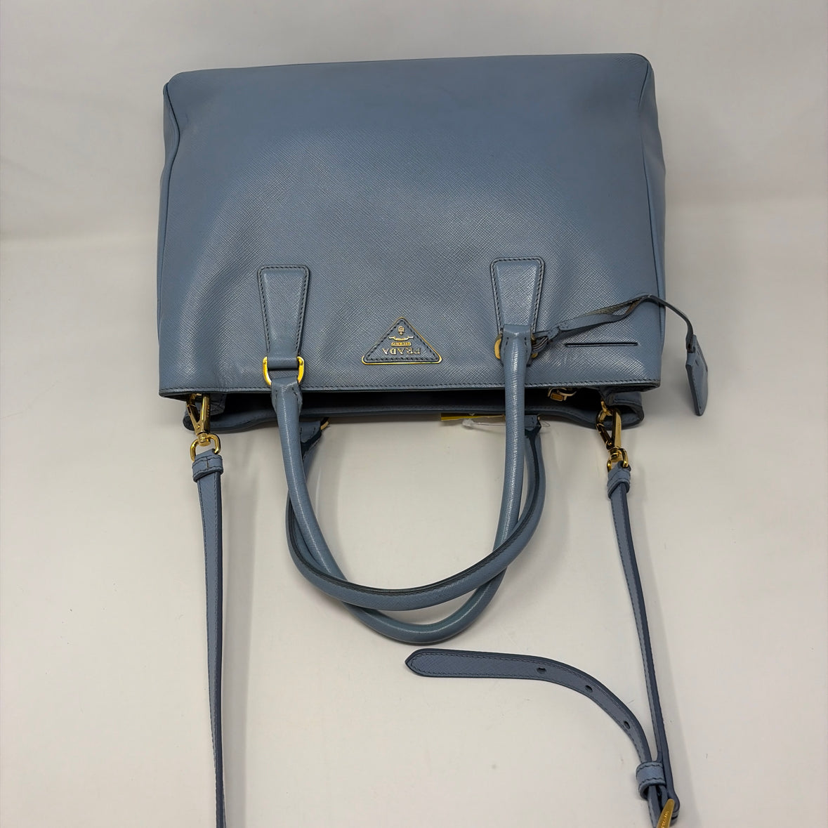 Pre-Owned Prada Light Blue Leather Designer Handbag