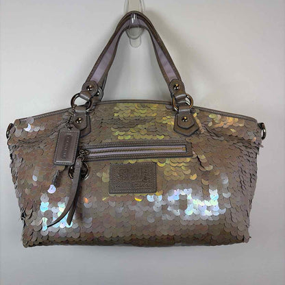Pre-Owned Coach Silver Sequined Handbag