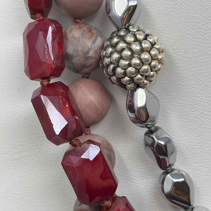 Pre-Owned Simon Sebbag Designs Red Multi Beaded Necklace
