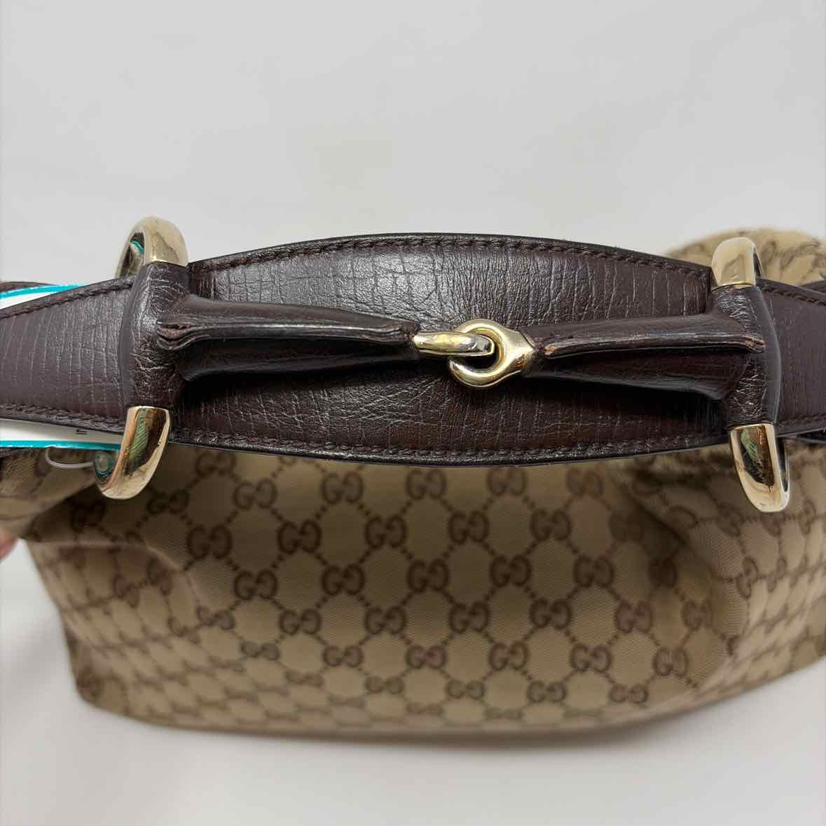 Pre-Owned Gucci Tan Fabric Designer Handbag