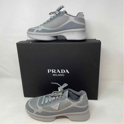 Pre-Owned Prada Grey Fabric Shoe Size 7.5 Designer Shoes