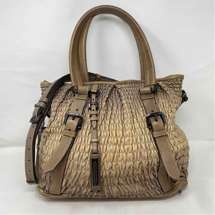 Pre-Owned Burberry Brown W/ Tan Leather Designer Handbag