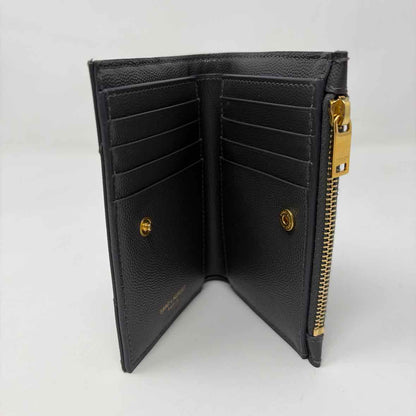 Pre-Owned Saint Laurent Grey Leather Designer Wallet