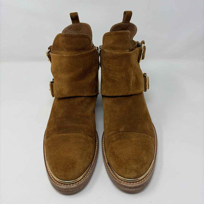 Pre-Owned Louis Vuitton Cognac Suede Shoe Size 9.5 Designer Shoes