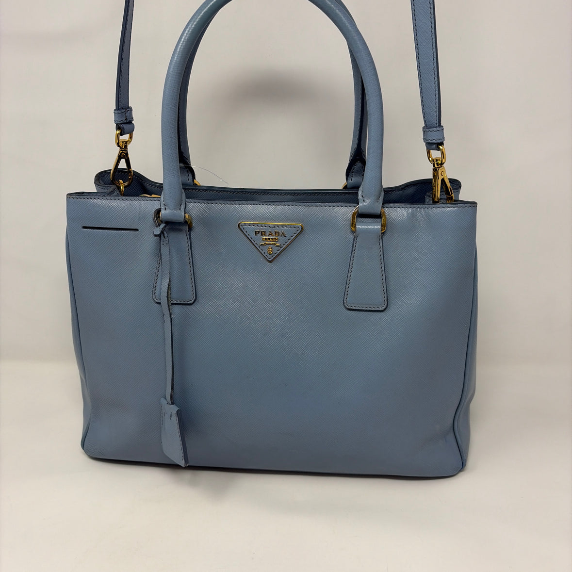 Pre-Owned Prada Light Blue Leather Designer Handbag