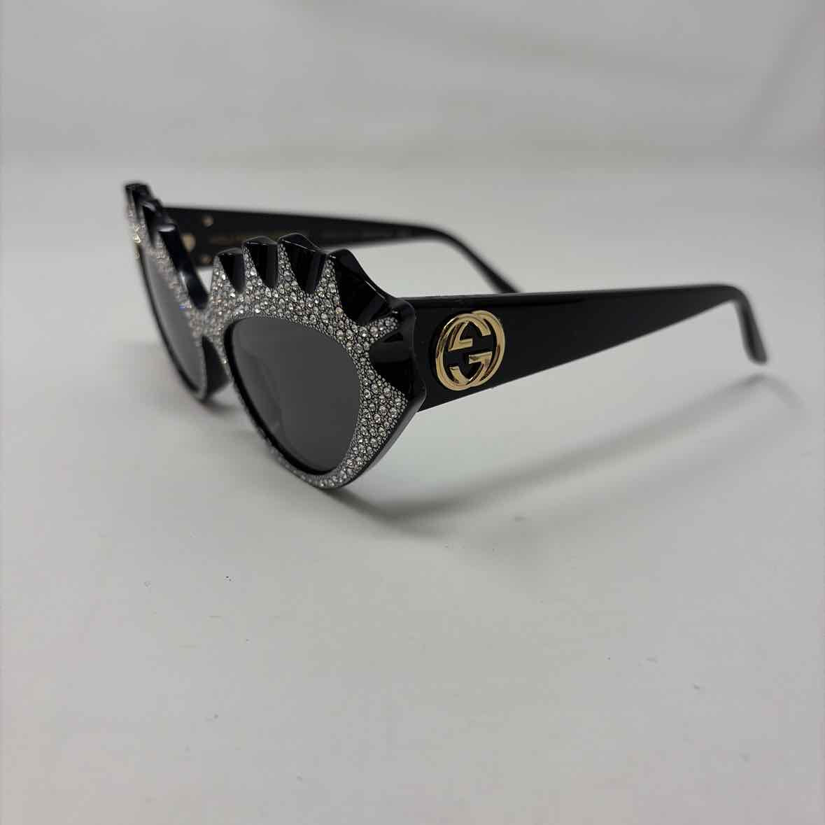 Pre-Owned Gucci Black/Silver Acrylic Designer Sunglasses