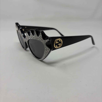 Pre-Owned Gucci Black/Silver Acrylic Designer Sunglasses