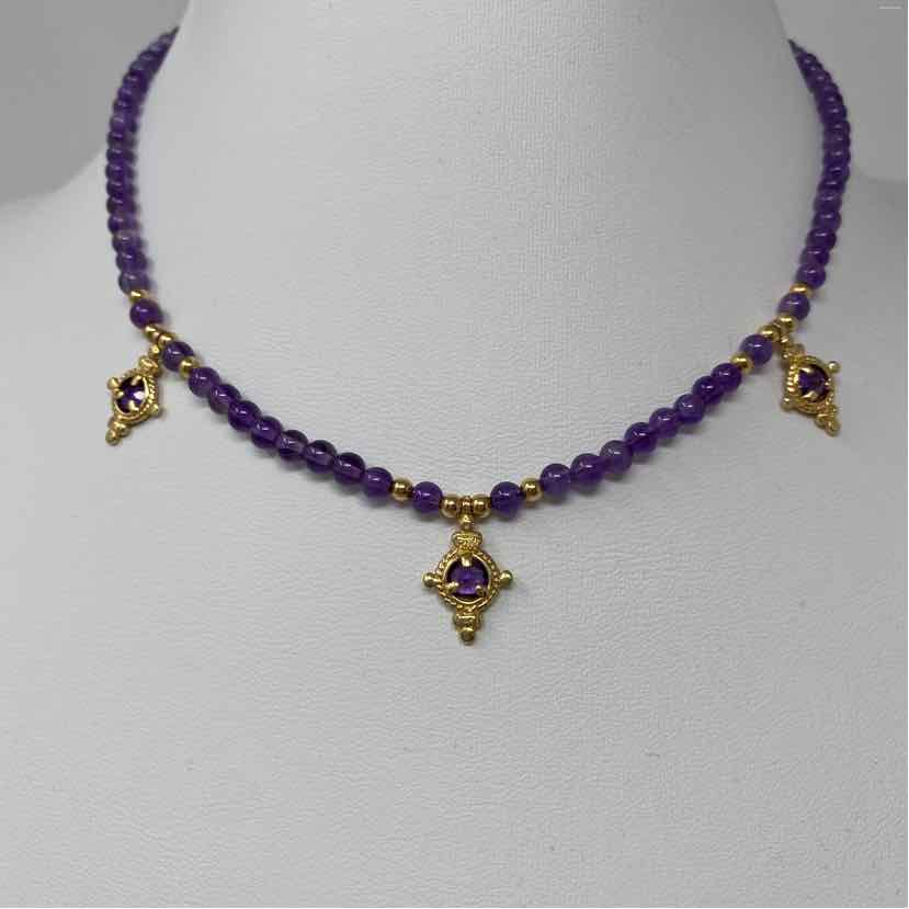 Pre-Owned Purple Beaded Necklace