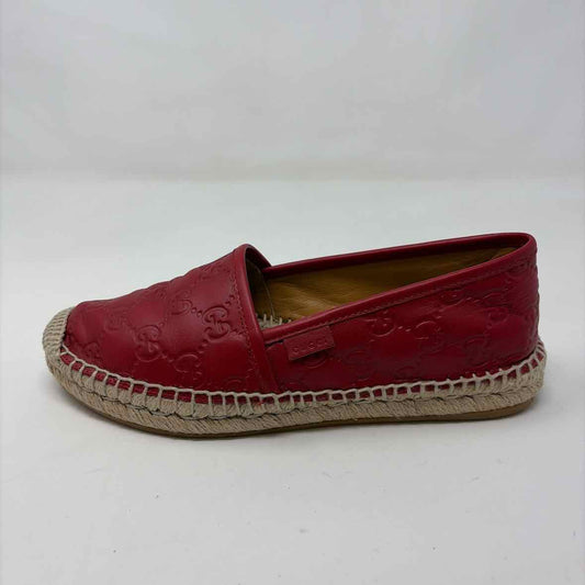 Pre-Owned Gucci Red Leather Shoe Size 5.5 Designer Shoes