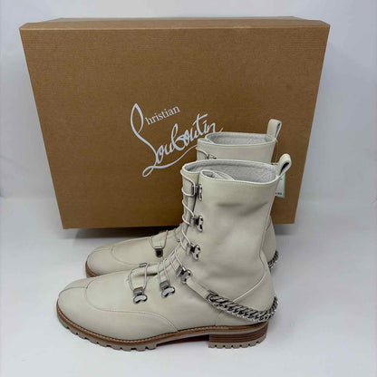 Pre-Owned Christian Louboutin Cream Leather Shoe Size 9.5 Designer Shoes