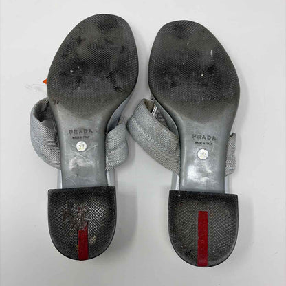 Pre-Owned Prada Silver Leather Shoe Size 6.5 Designer Shoes