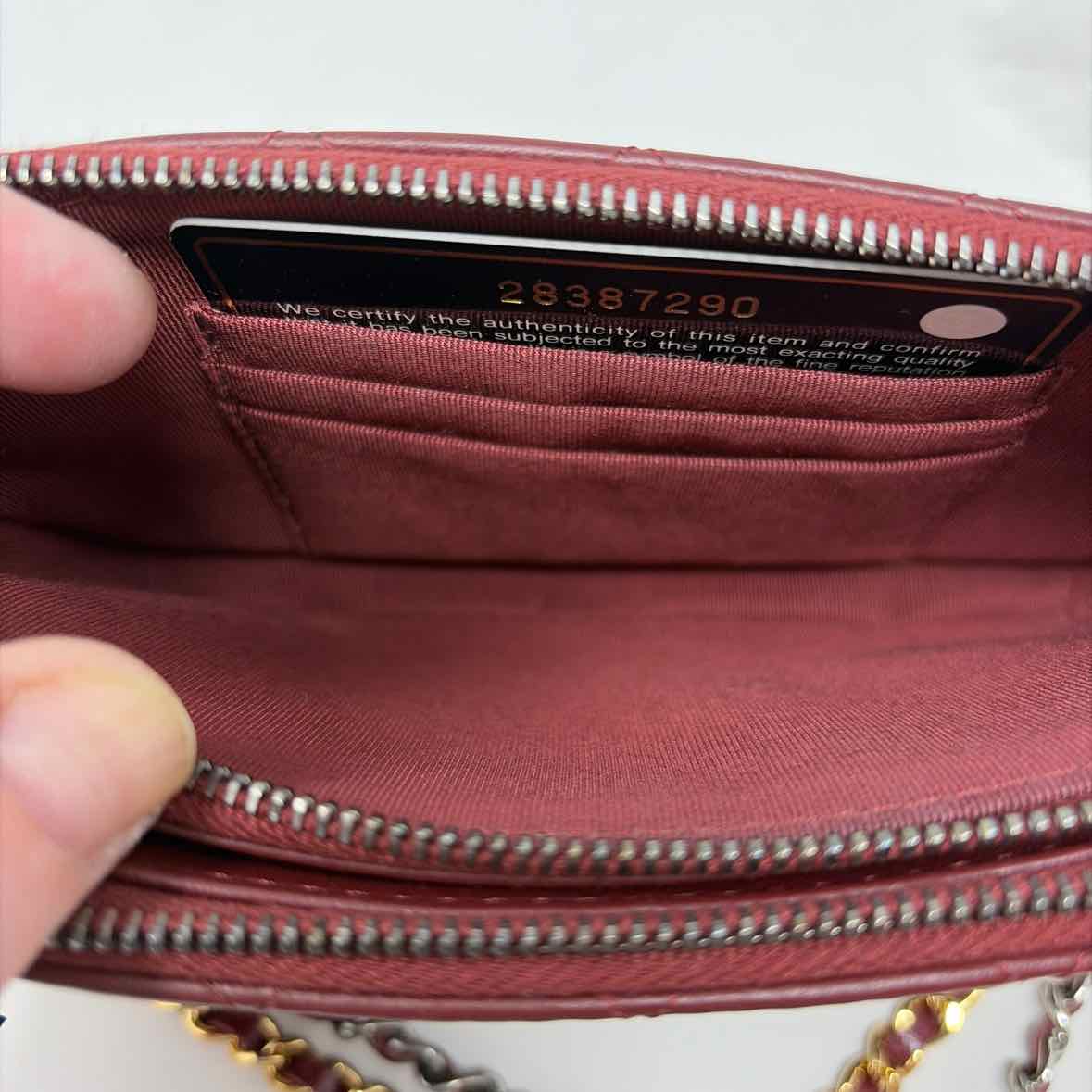 Pre-Owned Chanel Burgundy Leather Designer Handbag