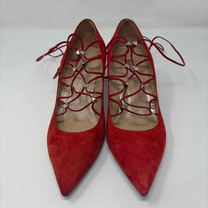 Pre-Owned Valentino Red Suede Shoe Size 7.5 Designer Shoes