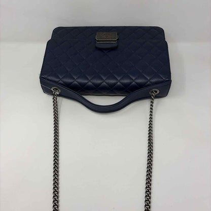 Pre-Owned Chanel Navy Leather Designer Handbag