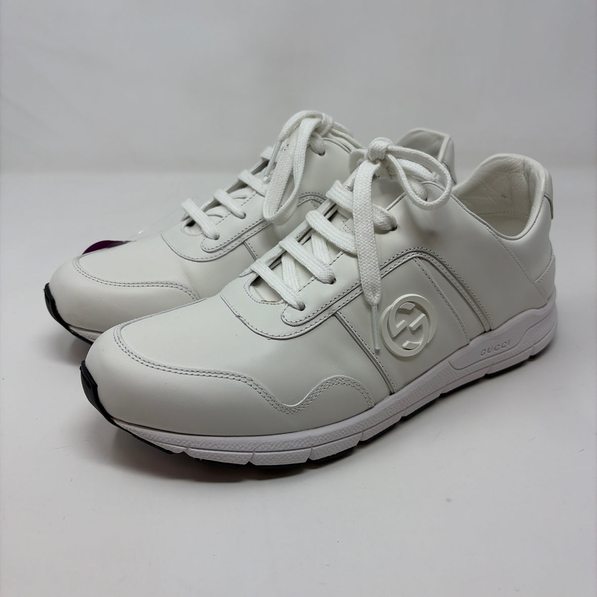Pre-Owned Gucci White Leather Shoe Size 9 Designer Shoes