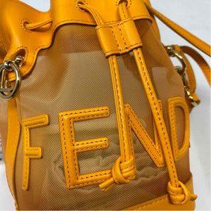 Pre-Owned Fendi Orange Mesh Designer Handbag