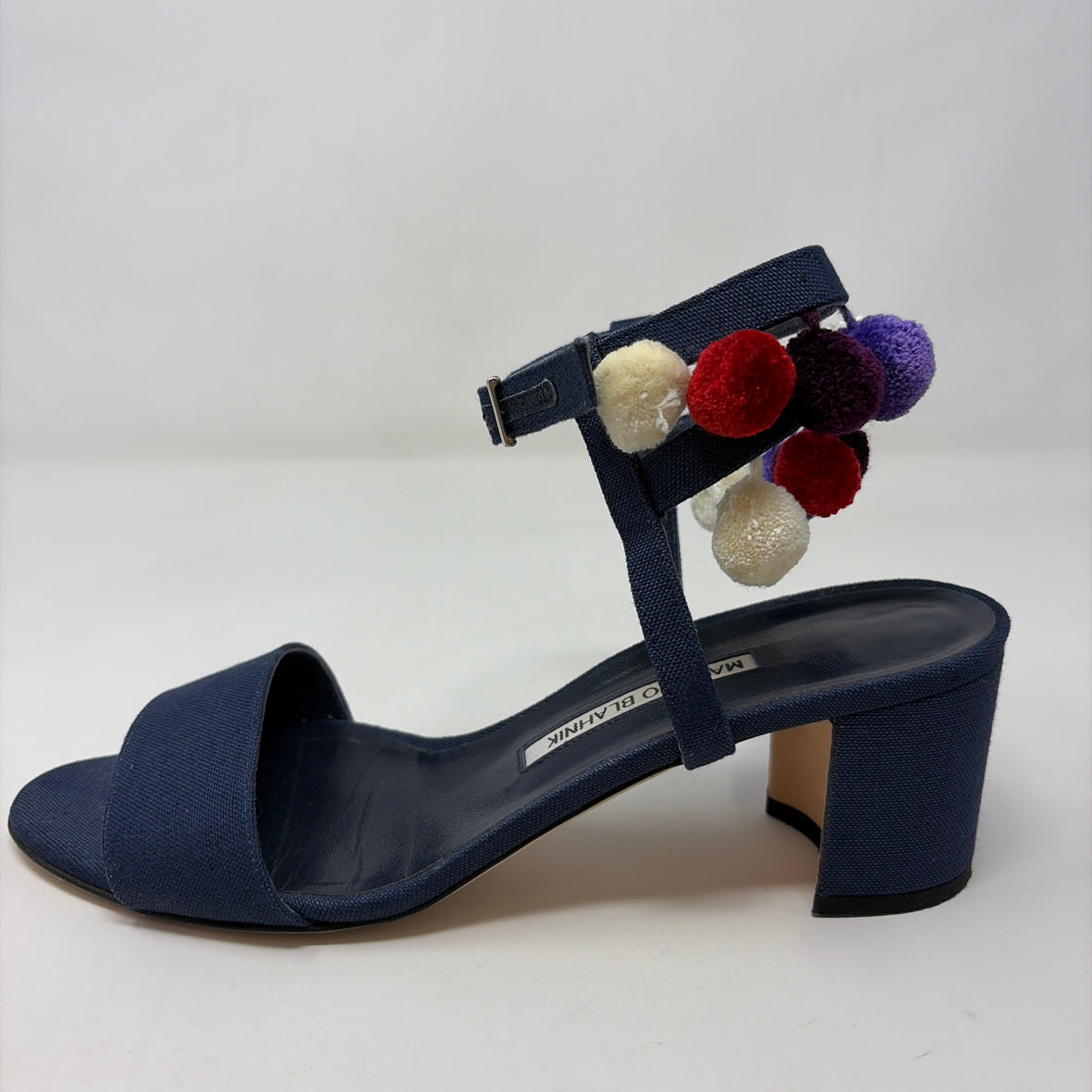 Pre-Owned Manolo Blahnik Navy Canvas Shoe Size 9.5 Designer Shoes