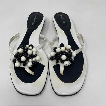 Pre-Owned Shoe Size 8.5 Ramon Tenza Black/White Sandals