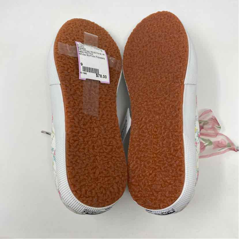Pre-Owned Shoe Size 9 Superga White Floral Sneaker