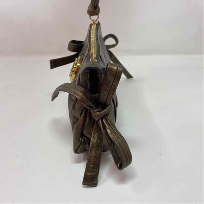 Pre-Owned Gucci Gunmetal Leather Designer Handbag