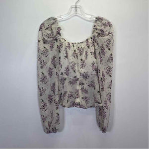 Pre-Owned Size 10/L Boohoo White Floral Top