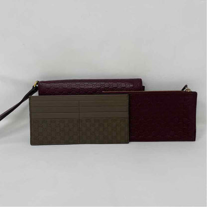 Pre-Owned Gucci Burgundy Leather Designer Wallet