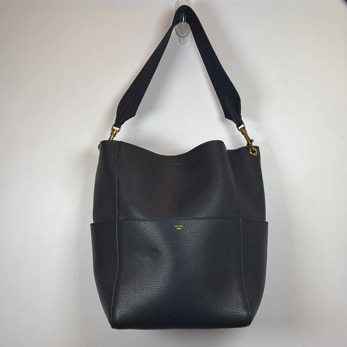 Pre-Owned Celine Navy Leather Designer Handbag