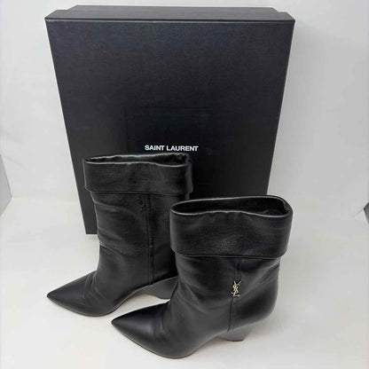 Pre-Owned Saint Laurent Black Leather Shoe Size 7 Designer Shoes