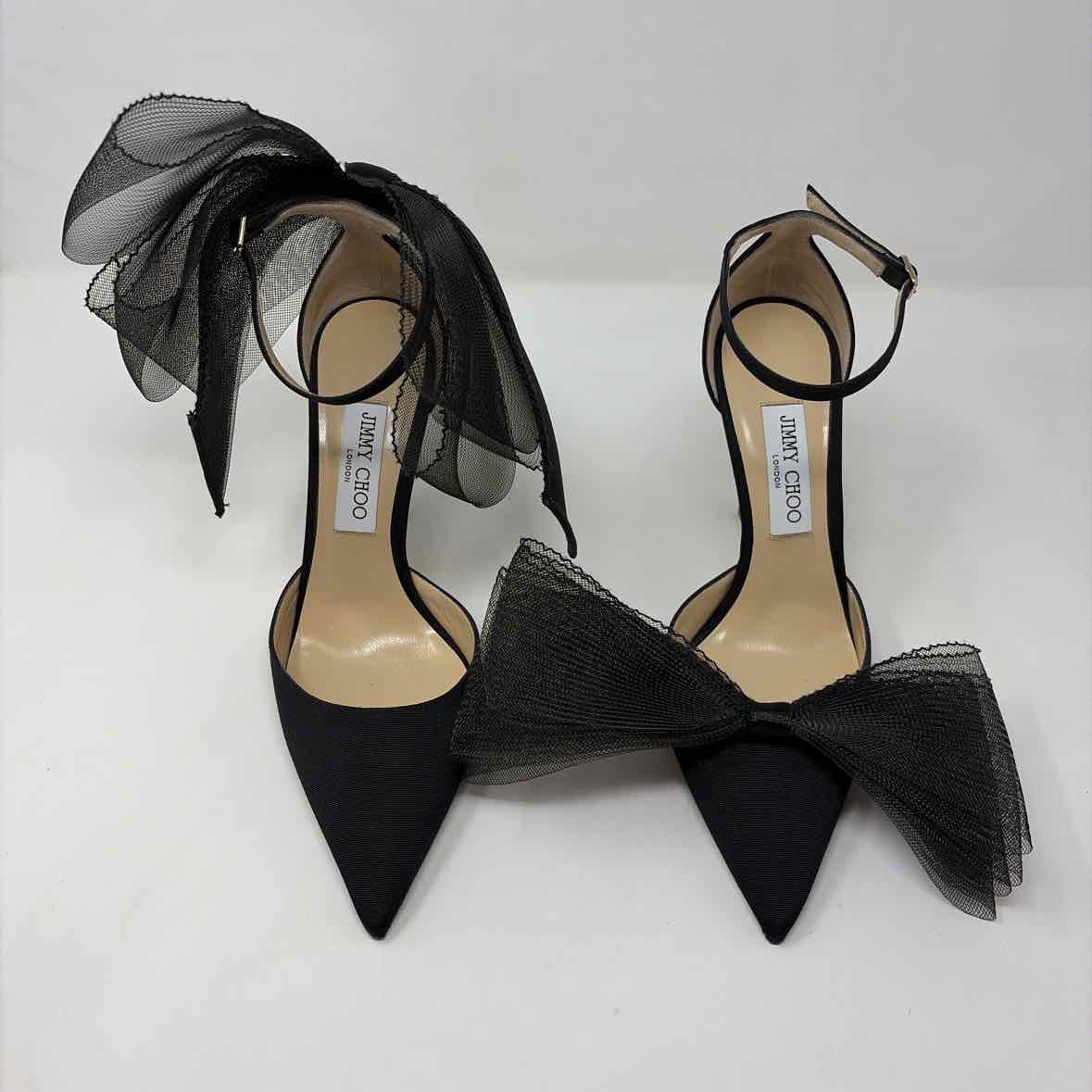 Pre-Owned Jimmy Choo Black Satin Shoe Size 9.5 Designer Shoes
