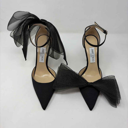 Pre-Owned Jimmy Choo Black Satin Shoe Size 9.5 Designer Shoes