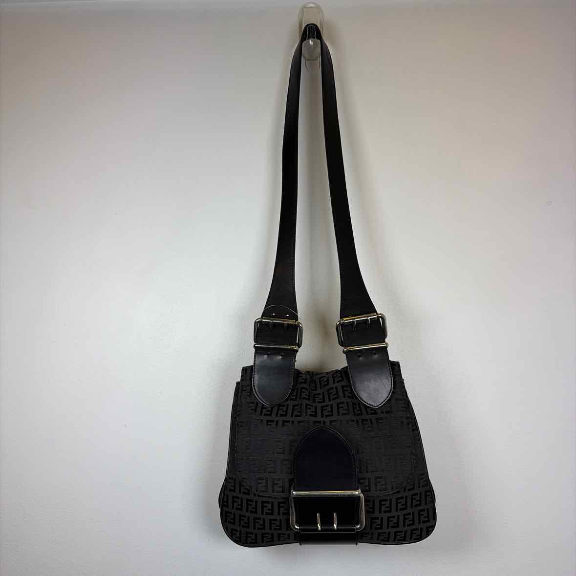 Pre-Owned Fendi Black Canvas Designer Handbag