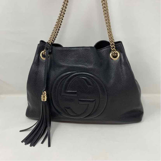 Pre-Owned Gucci Black Leather Designer Handbag