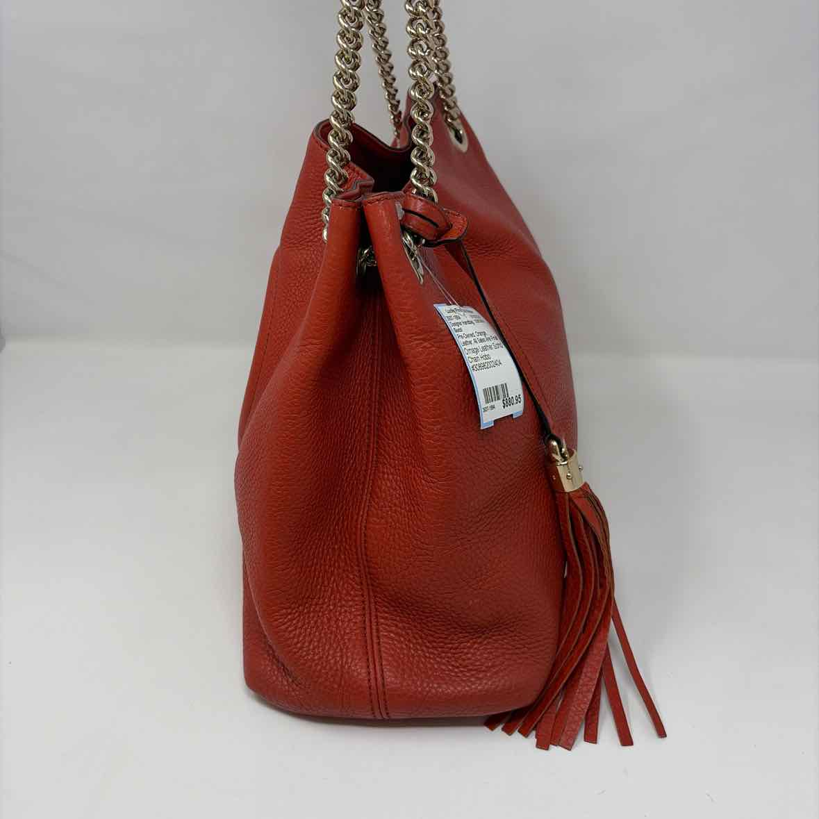 Pre-Owned Gucci Orange Leather Designer Handbag